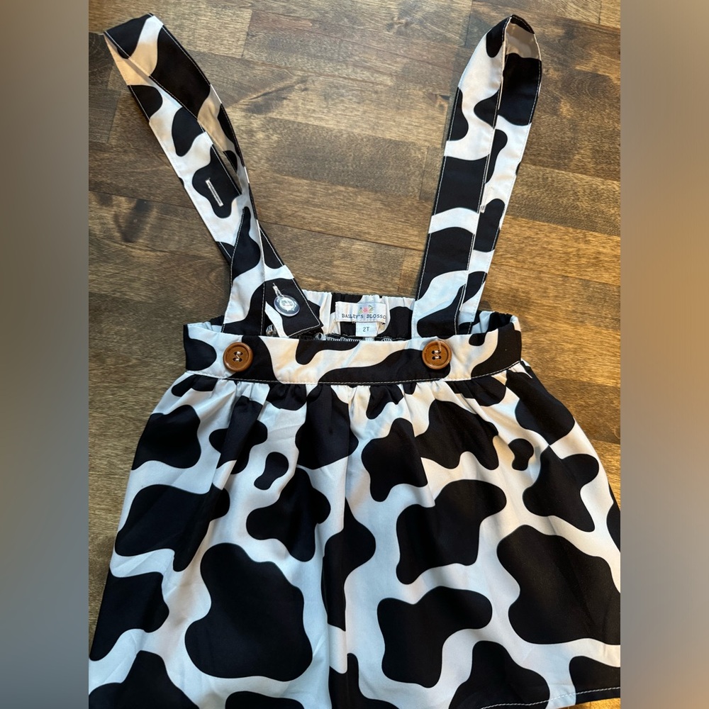 2T Bailey Blossoms cow print romper skirt